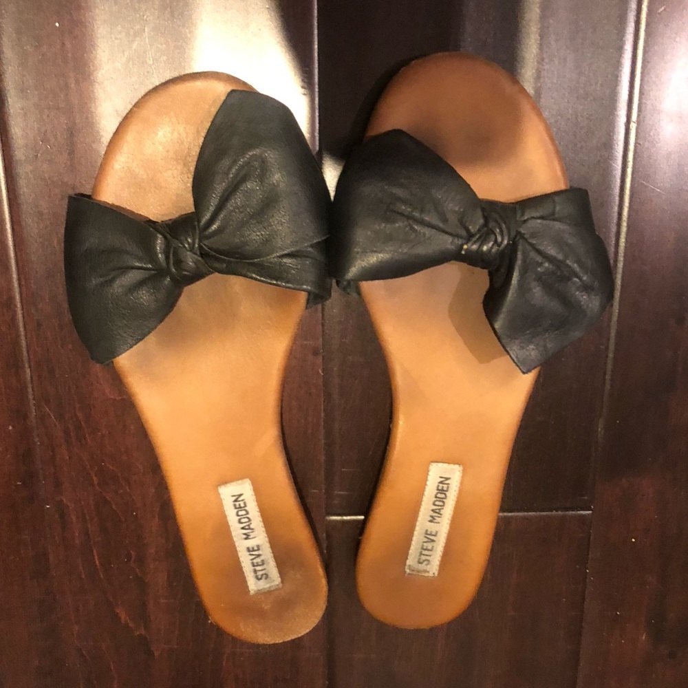 Black steve madden sandals - bow top